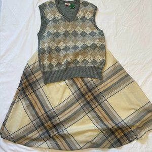 Mondi Argylle Sweater Wool Skirt Set 42 Top and 44 Skirt